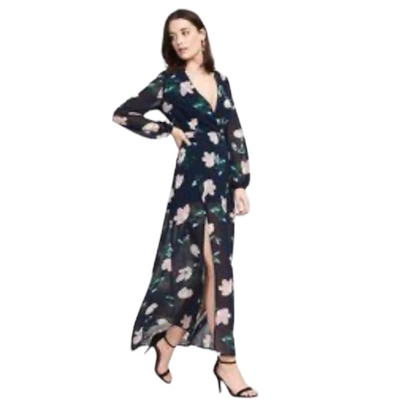 Dynamite Long Sleeve Black Floral Maxi Dress - Picture 1 of 14